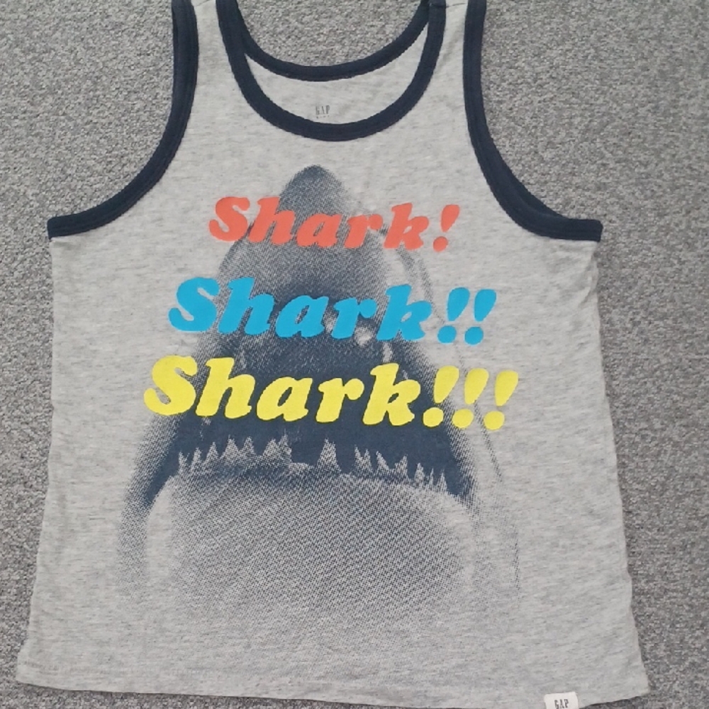 Gray Shark Print Kids Tank Top
